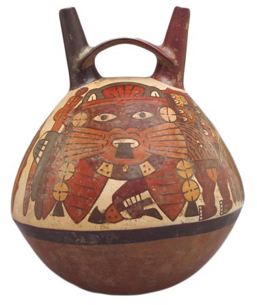 Bridge-spout bottle; Nazca (Peru); c. 100BC-AD 400; painted ceramic. Photo courtesy Museum of the Red River.