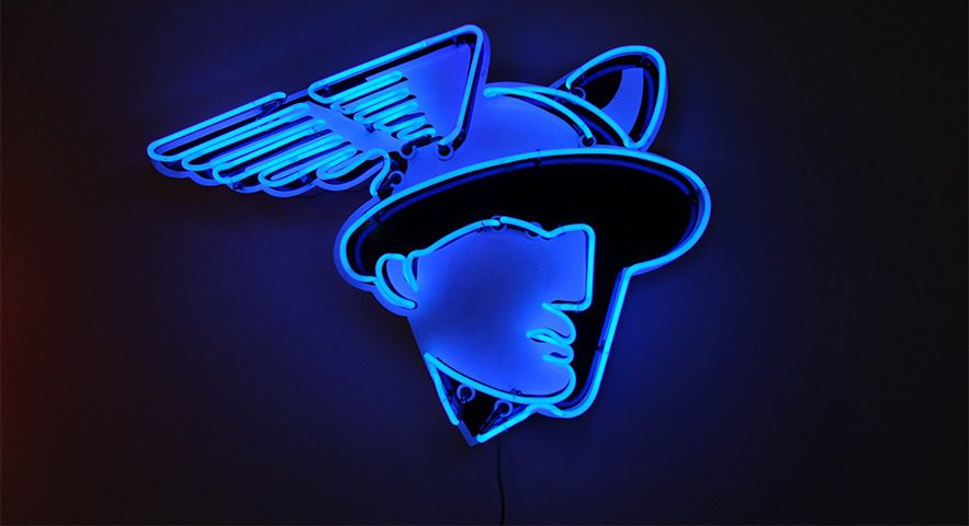 Mercury Man, Neon, Metal, Paint, image courtesy of 108|Contemporary