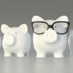 Piggy bank – group with big pig with glasses