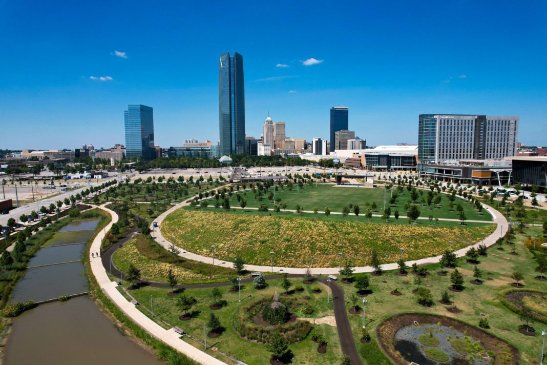 scissortail park located in downtown Oklahoma City.